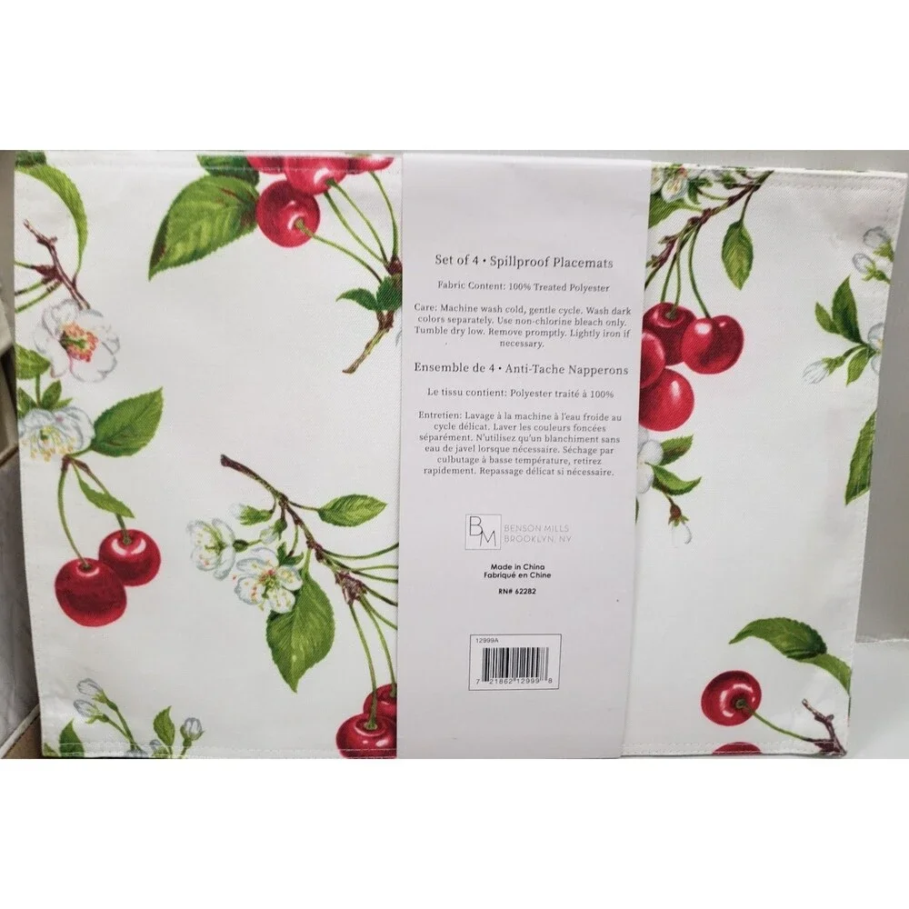 Set of 4 Same Reversible Fabric Placemats (13